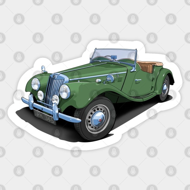 1954 MG TF sports car in almond green Sticker by candcretro